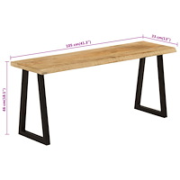 vidaXL Bänk med levande kant 105 cm massivt mangoträ