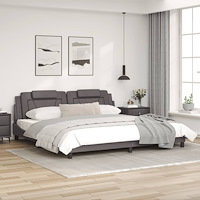 vidaXL Sängram med huvudgavel grå 200x200 cm konstläder