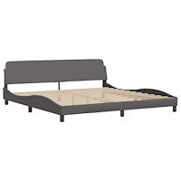 vidaXL Sängram med huvudgavel grå 200x200 cm konstläder