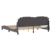 vidaXL Sängram med huvudgavel grå 200x200 cm konstläder
