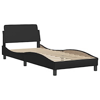 vidaXL Sängram med LED-belysning svart 90x190 cm konstläder