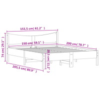 vidaXL Sängram utan madrass 150x200 cm massiv furu