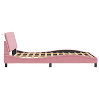 vidaXL Sängram med LED-belysning rosa 140x190 cm sammet