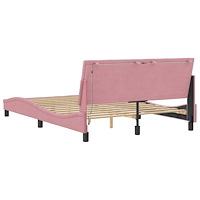 vidaXL Sängram med LED-belysning rosa 140x190 cm sammet