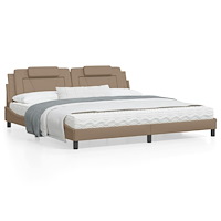 vidaXL Sängram med LED-belysning cappuccino 200x200 cm konstläder