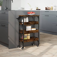 vidaXL Köksvagn rökfärgad ek 53x20x76 cm konstruerat trä