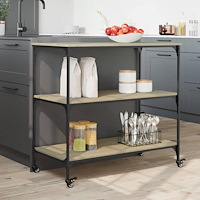 vidaXL Köksvagn sonoma-ek 102x50x95 cm konstruerat trä