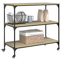 vidaXL Köksvagn sonoma-ek 102x50x95 cm konstruerat trä