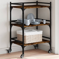 vidaXL Köksvagn rökfärgad ek 50x35x75,5 cm konstruerat trä