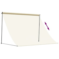 vidaXL Markis infällbar gräddvit 250x150 cm tyg och stål
