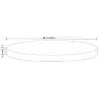 vidaXL Bordsskiva Ø 60x3,8 cm rund massivt grovt mangoträ