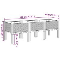 vidaXL Odlingslåda med ben vit 120x40x42 cm PP