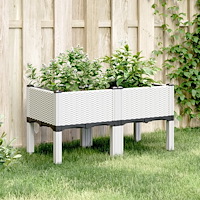 vidaXL Odlingslåda med ben vit 80x40x42 cm PP