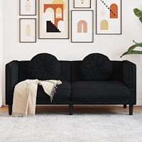 vidaXL Soffa med kuddar 2-sits svart sammet