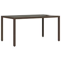 vidaXL Trädgårdsbord med glasskiva brun 150x90x75 cm konstrotting
