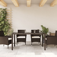 vidaXL Trädgårdsbord med glasskiva brun 150x90x75 cm konstrotting