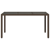 vidaXL Trädgårdsbord med glasskiva brun 150x90x75 cm konstrotting