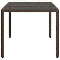 vidaXL Trädgårdsbord med glasskiva brun 150x90x75 cm konstrotting