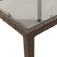 vidaXL Trädgårdsbord med glasskiva brun 150x90x75 cm konstrotting