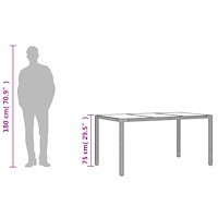vidaXL Trädgårdsbord med glasskiva brun 150x90x75 cm konstrotting