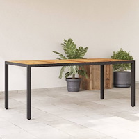 vidaXL Trädgårdsbord med akaciaträ svart 190x90x75 cm konstrotting