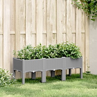vidaXL Odlingslåda med ben ljusgrå 120x40x42 cm PP