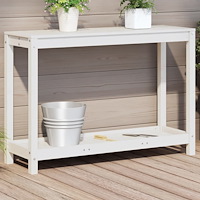 vidaXL Växtbord med hylla vit 108x35x75 cm massivt furu