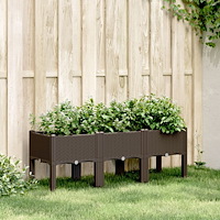 vidaXL Odlingslåda med ben brun 120x40x42 cm PP