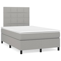 vidaXL Ramsäng med madrass & LED ljusgrå 120x190 cm tyg