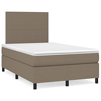 vidaXL Ramsäng med madrass & LED taupe 120x190 cm tyg