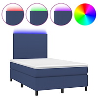 vidaXL Ramsäng med madrass & LED blå 120x190 cm tyg