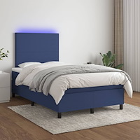 vidaXL Ramsäng med madrass & LED blå 120x190 cm tyg