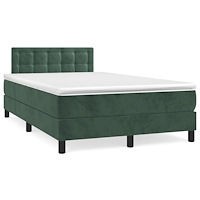vidaXL Ramsäng med madrass & LED mörkgrön 120x190 cm sammet