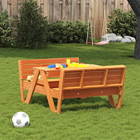vidaXL Picknickbord för barn vaxad brun 88x122x58 cm massiv furu