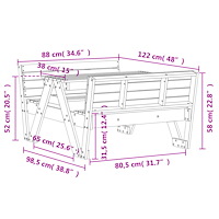 vidaXL Picknickbord för barn vaxad brun 88x122x58 cm massiv furu