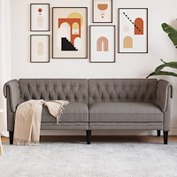 vidaXL Chesterfieldsoffa 3-sits taupe tyg