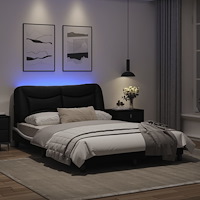 vidaXL Sängram med LED-belysning svart och vit 140x200 cm konstläder