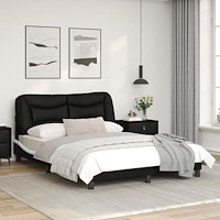 vidaXL Sängram med LED-belysning svart och vit 140x200 cm konstläder