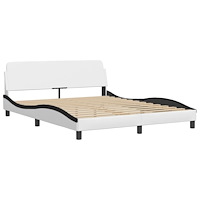 vidaXL Sängram med LED-belysning vit och svart 160x200 cm konstläder