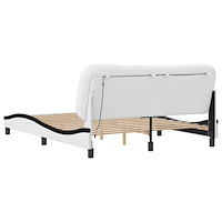 vidaXL Sängram med LED-belysning vit och svart 160x200 cm konstläder