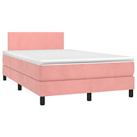 vidaXL Ramsäng med madrass & LED rosa 120x190 cm sammet