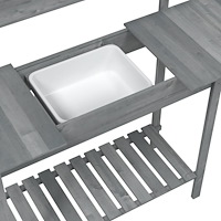 vidaXL Odlingsbänk med vask grå 110,5x45x124,5 cm massivt granträ
