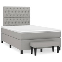 vidaXL Ramsäng med madrass ljusgrå 120x190 cm tyg