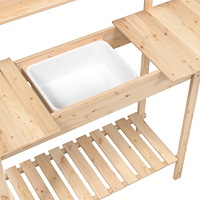 vidaXL Odlingsbänk med vask 110,5x45x124,5 cm massivt granträ
