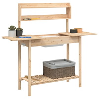 vidaXL Odlingsbänk med vask 110,5x45x124,5 cm massivt granträ