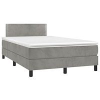 vidaXL Ramsäng med madrass & LED ljusgrå 120x190 cm sammet