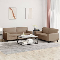 vidaXL Soffgrupp 2 delar cappuccino konstläder