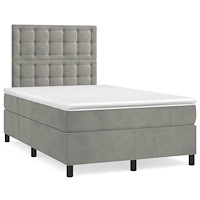 vidaXL Ramsäng med madrass ljusgrå 120x190 cm sammet
