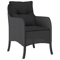 vidaXL Matgrupp för trädgården med dynor 5 delar svart konstrottning
