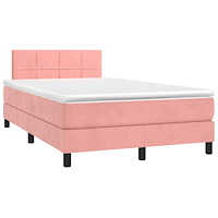 vidaXL Ramsäng med madrass & LED rosa 120x190 cm sammet